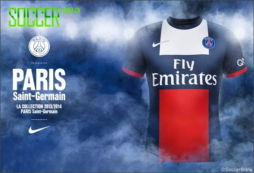 耐克发布巴黎圣日耳曼2013/14赛季主场球衣