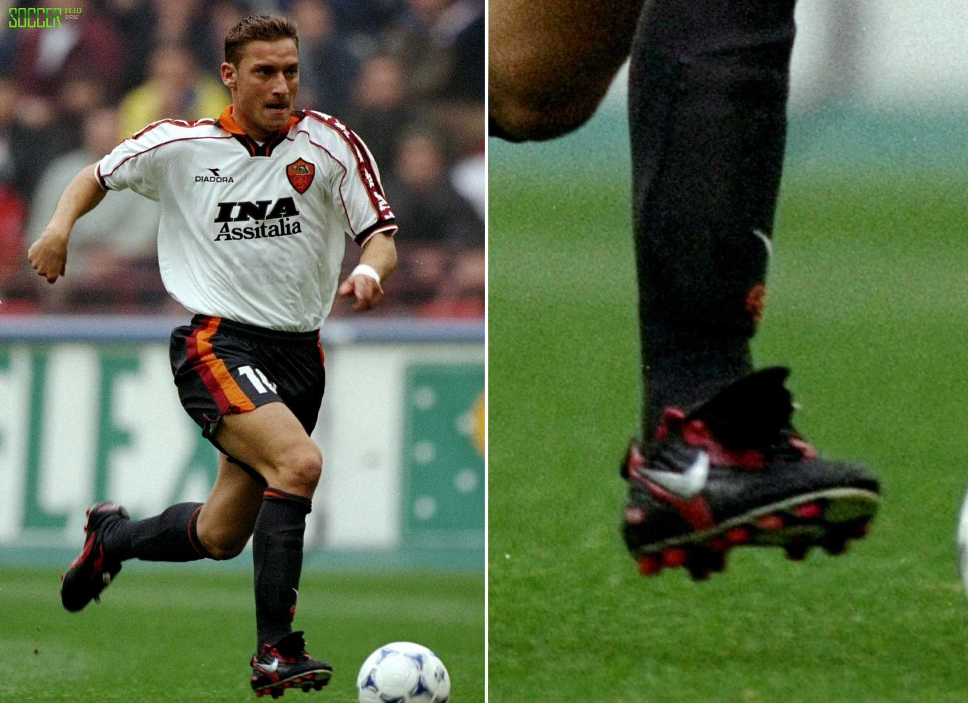 狼王托蒂25年意甲生涯足球鞋演变史